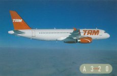 Airline issue postcard - TAM Brasil Airbus A320