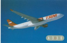 Airline issue postcard - TAM Brasil Airbus A330