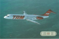 Airline issue postcard - TAM Brasil Fokker 100