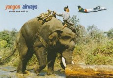 Airline issue postcard - Yangon Airways ATR-72 - Elephant