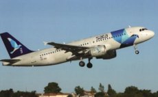 SATA Air Azores International Airbus A320 CS-TKP @ SATA Air Azores International Airbus A320 CS-TKP @ Lisbon - postcard